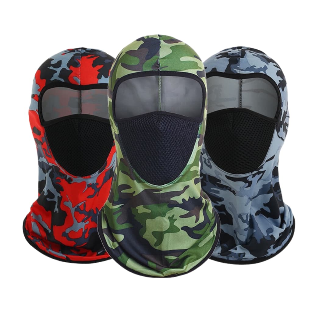 Máscara Facial de Balaclava Bandana Fechada com Respirador Proteção Camuflagem Capuz Solar 50+UV