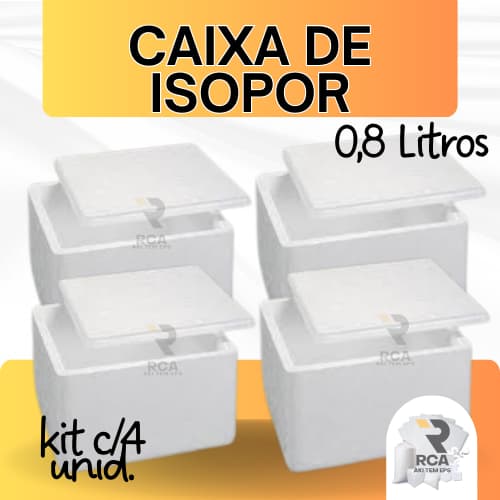 kit com 4 Caixas de Isopor EPS 0,8 litros para Sorvetes e Medicamentos