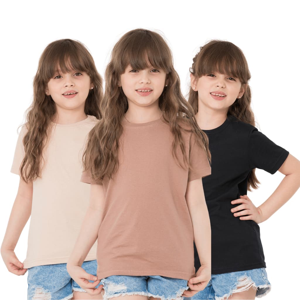kit 3 camiseta infantil menina menino basica algodão  Juvenil criança