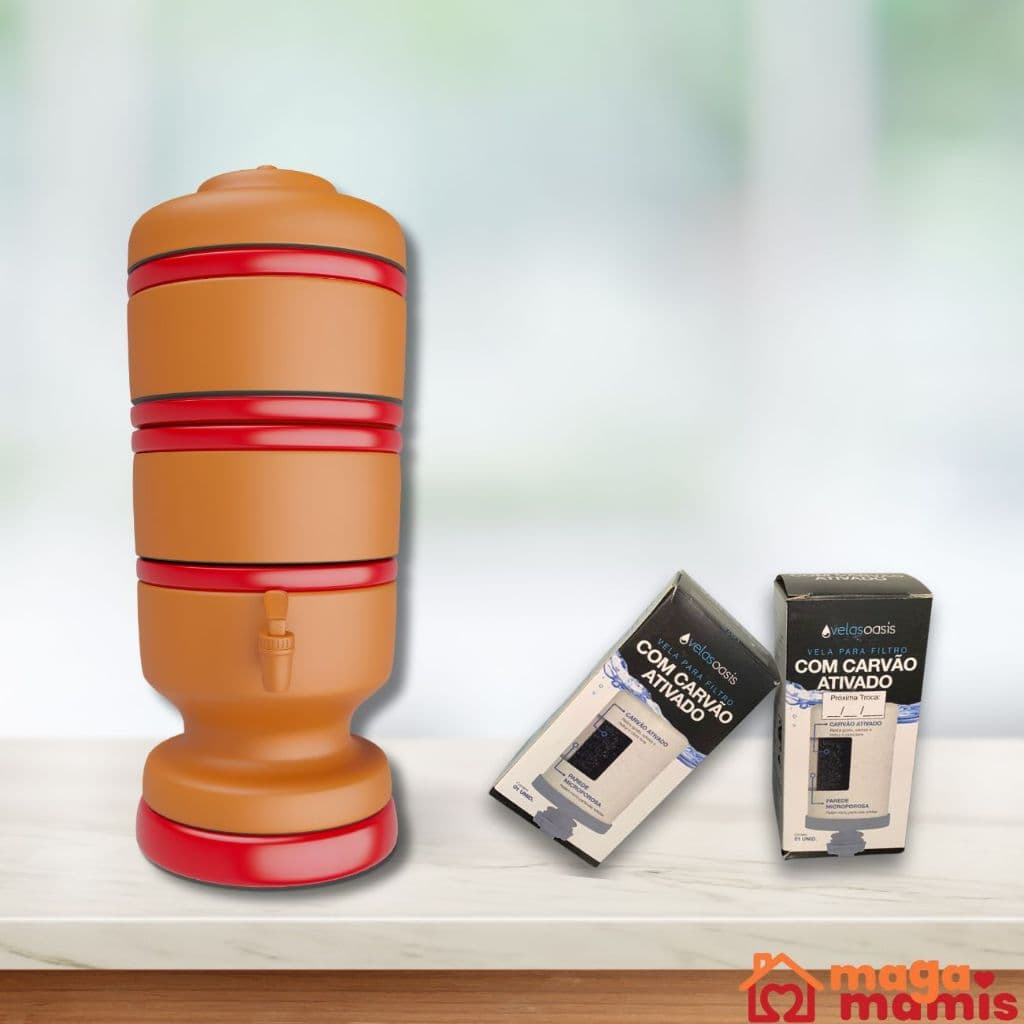 Kit 2 Velas com Carvão Ativado para Filtro de Barro Refil Vela para Filtro