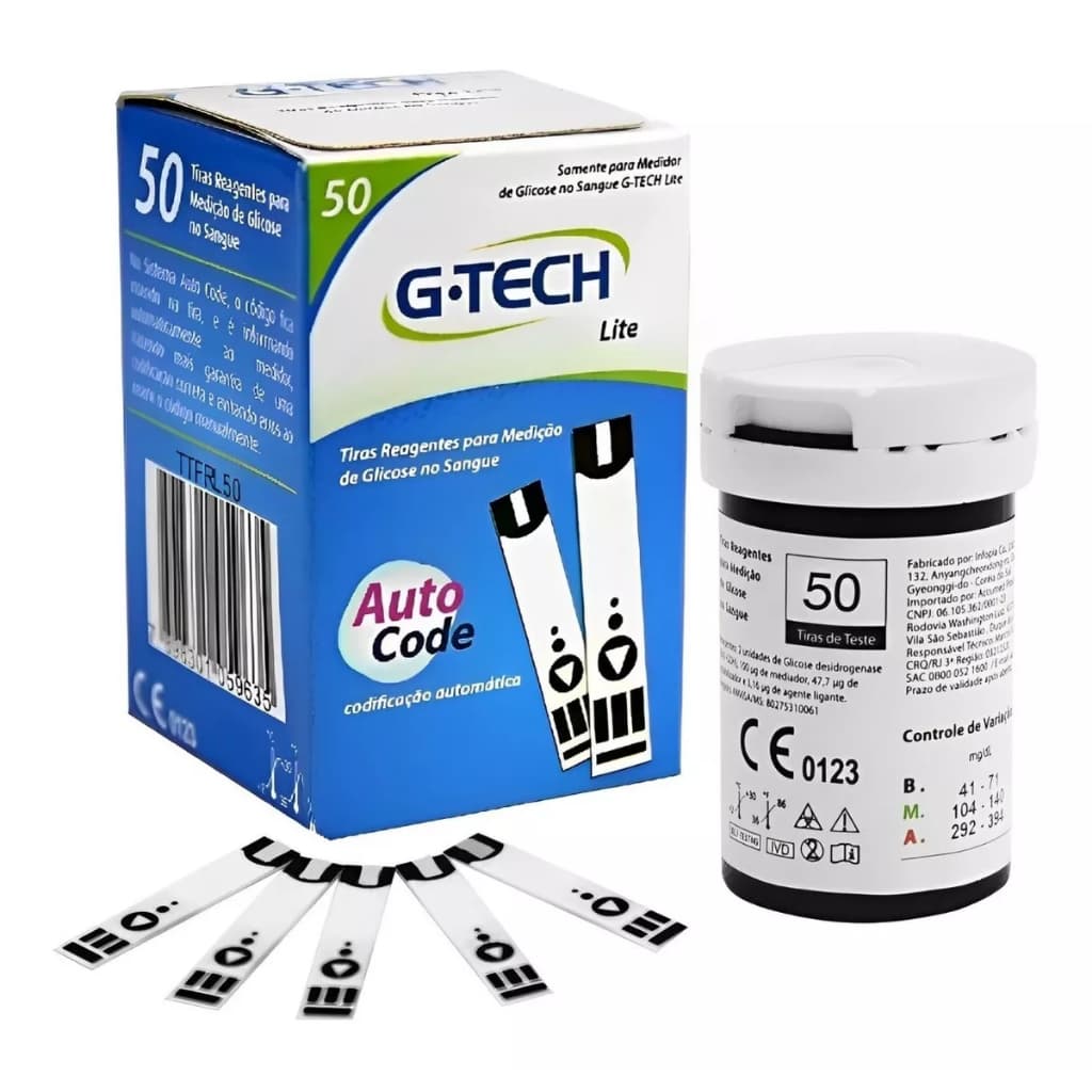 Tiras Reagentes G-Tech Lite Caixa Com 50 Unidades