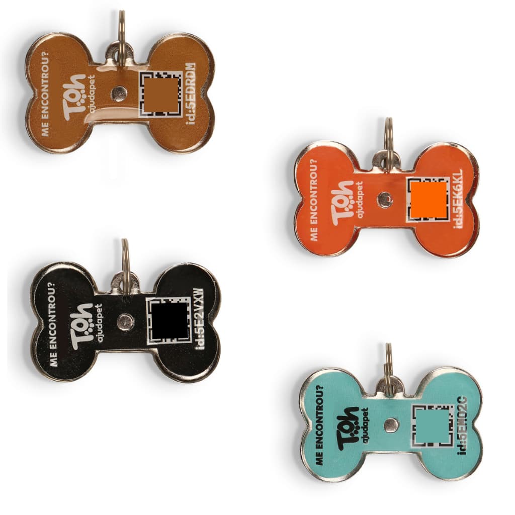 Placa de Identificação Com QR Code Pet Plaquinha Pingente Tag ID Cachorro Cão Gato