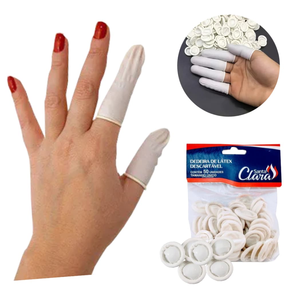50 Unidades Luva Dedeira Latex Descartável Maior Proteção E Higiene