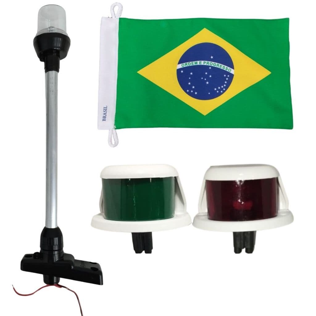 Mastro de Alcançado e Luz De Navegação BB-BE Led E Bandeira