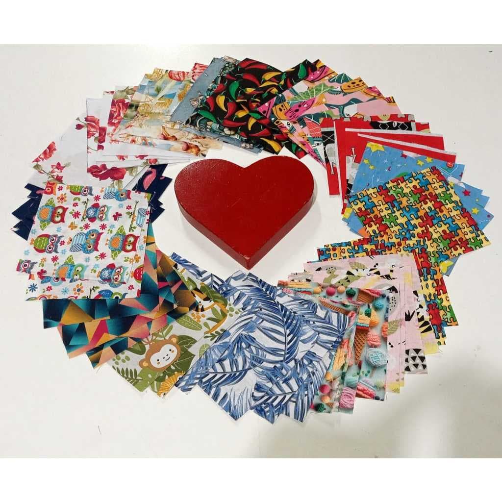 kit 300 Retalhos de Tecido TRICOLINE 100% Algodão Patchwork 10x10 cm