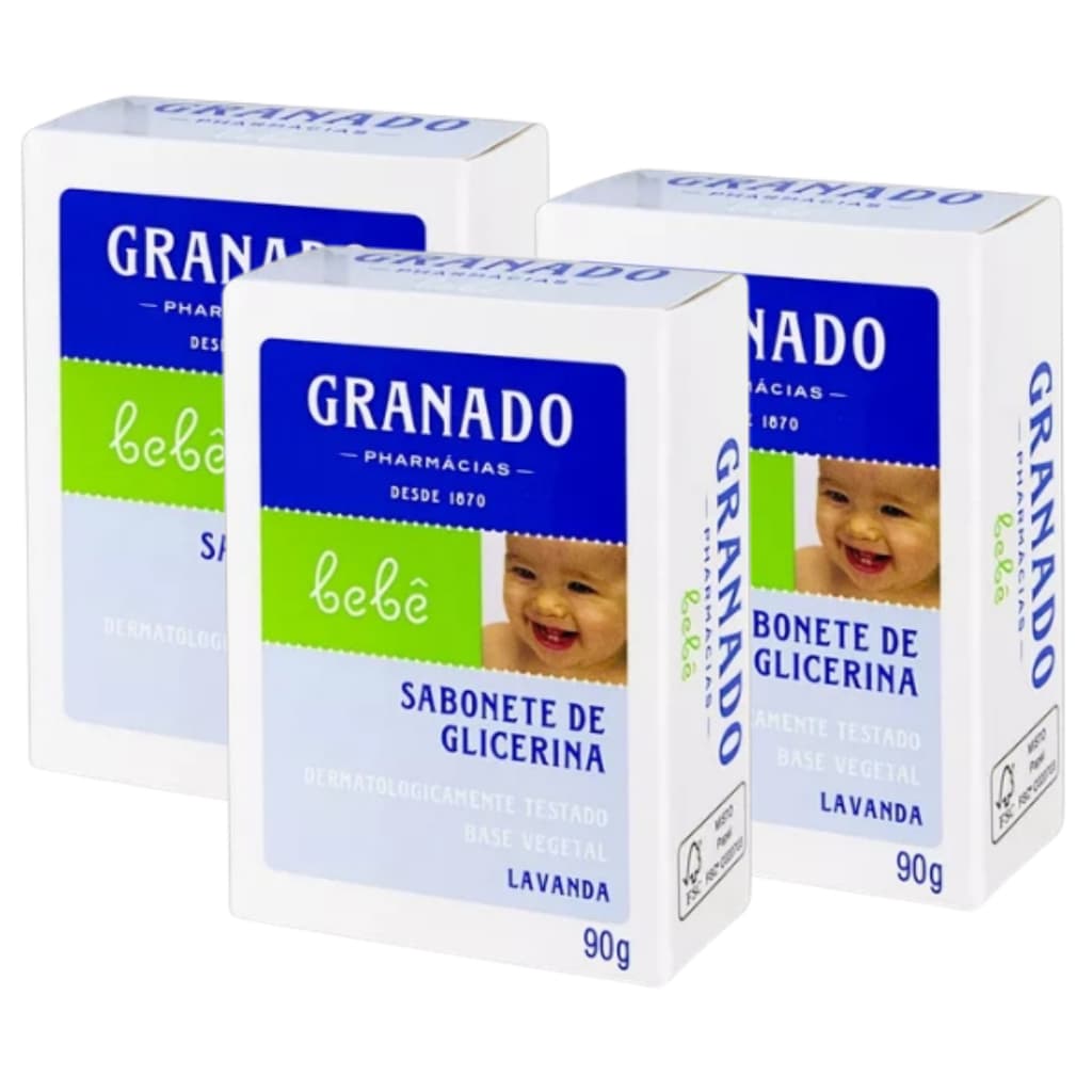 Kit 3 Sabonete Em Barra Granado Glicerina Lavanda Bebê  90g