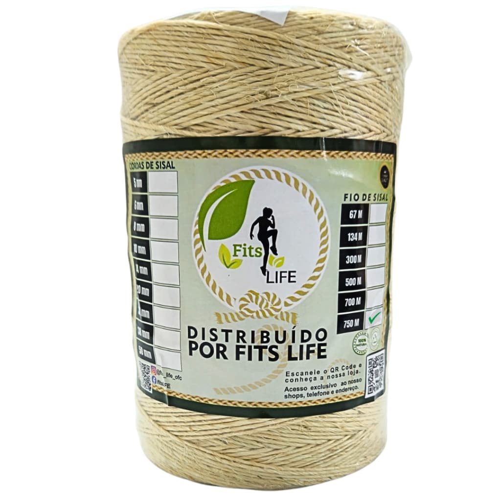 Barbante De Sisal 2mm Rolo 750 Metros 1Kg Artesanato Fio Amarração Bijuterias Convite Decoração