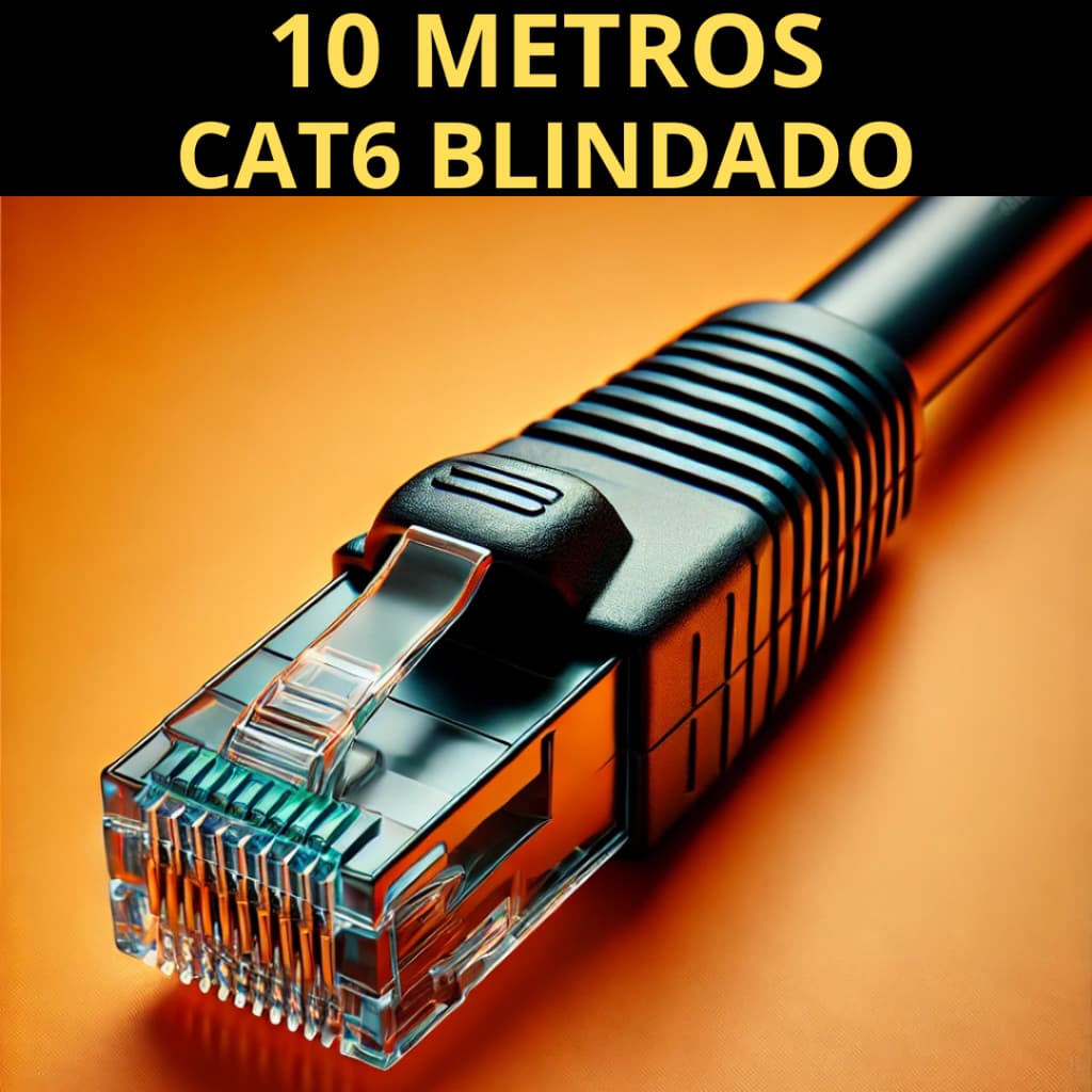 CABO DE REDE CAT6 10 METROS BLINDADO STP ANTI-INTERFERENCIA