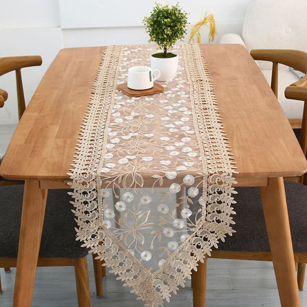 Caminho de Mesa Trilho Centro de Mesa Toalha de Bandeja Bordado com Bordado Guipir Luxo