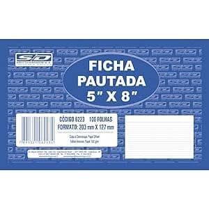Ficha Pautada - Embalagem com 100 Unidades offset 150gr - Tamanho 4x6 5x8 e 6x9 Fichas Pautadas