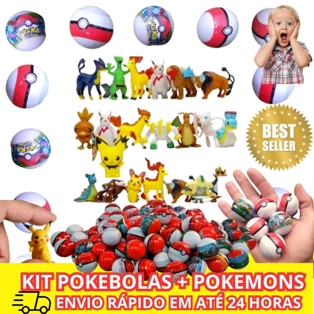 Kit 10,20,30 Pokebolas com Miniaturas Pokemons Go, Brinquedo, Festas, Lembrancinhas, Coleção, Presente - Envio em 24 Horas
