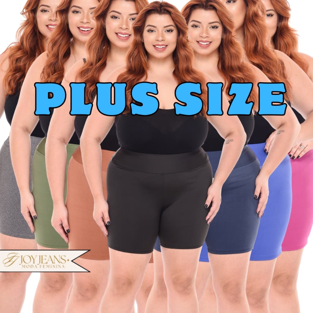 Short Plus Size Legging Cintura Alta Feminino Bermuda Suplex Meia Coxa Fitness