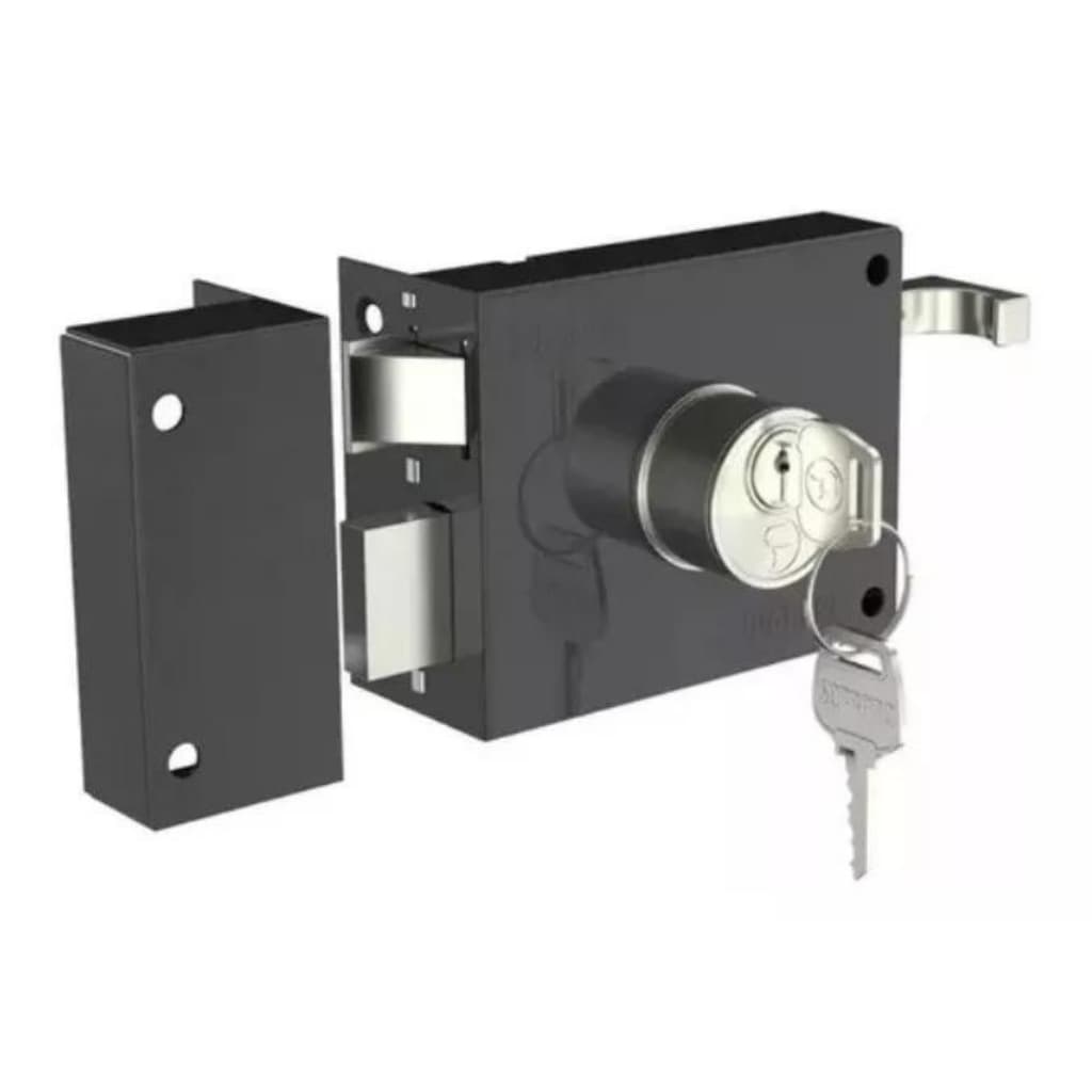 fechadura de portão sobrepor soprano inox 231 preto fosco