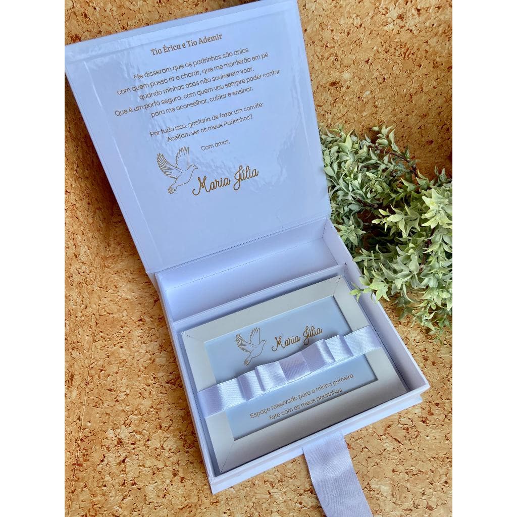 Kit Convite Para Madrinha/Padrinho Dourado