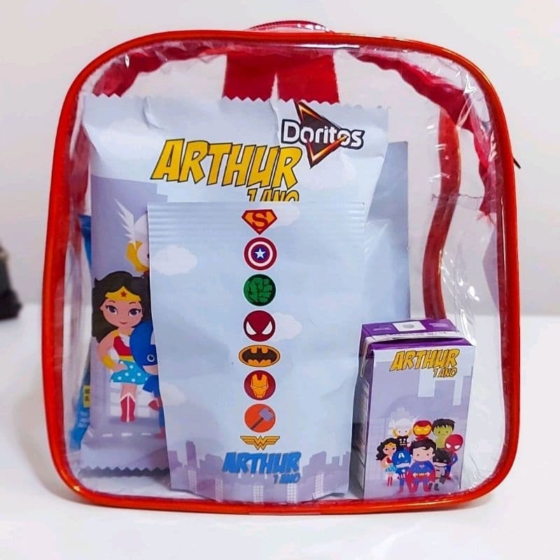 kit 05 mochila infantil cristal praia - viagens