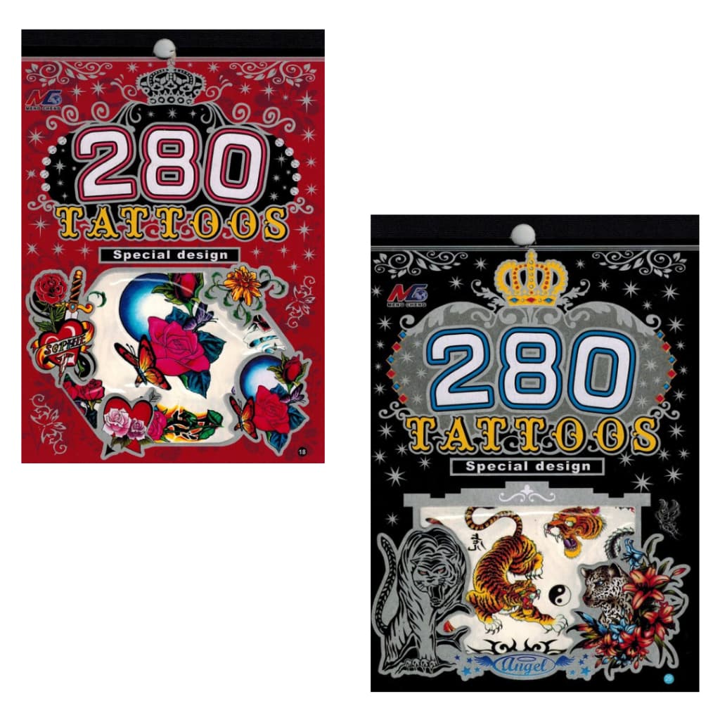 Kit C/ 6 Folhas De Tatuagens Temporárias - 35 Tattoos Diversas Especial Design