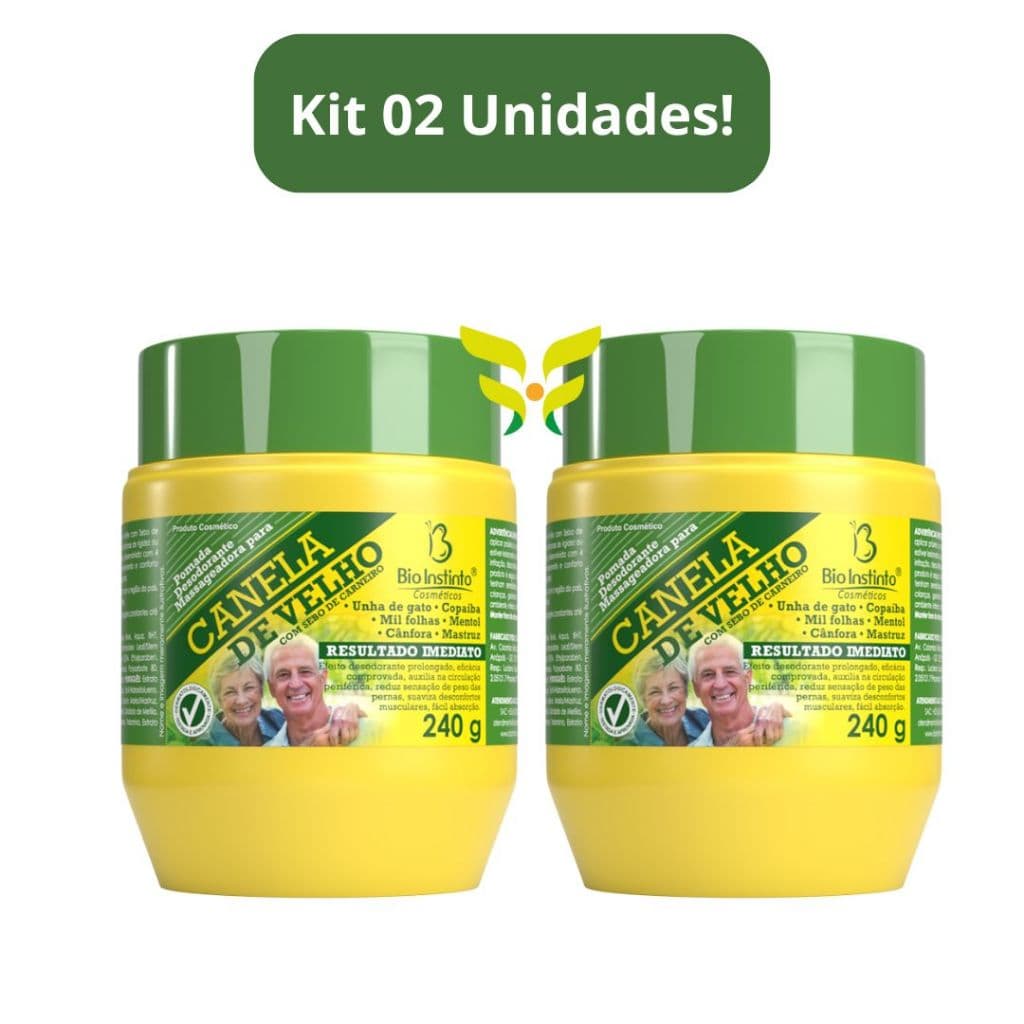 Kit 2 Unidades: Pomada Massageadora Canela de Velho 240g Bio Instinto