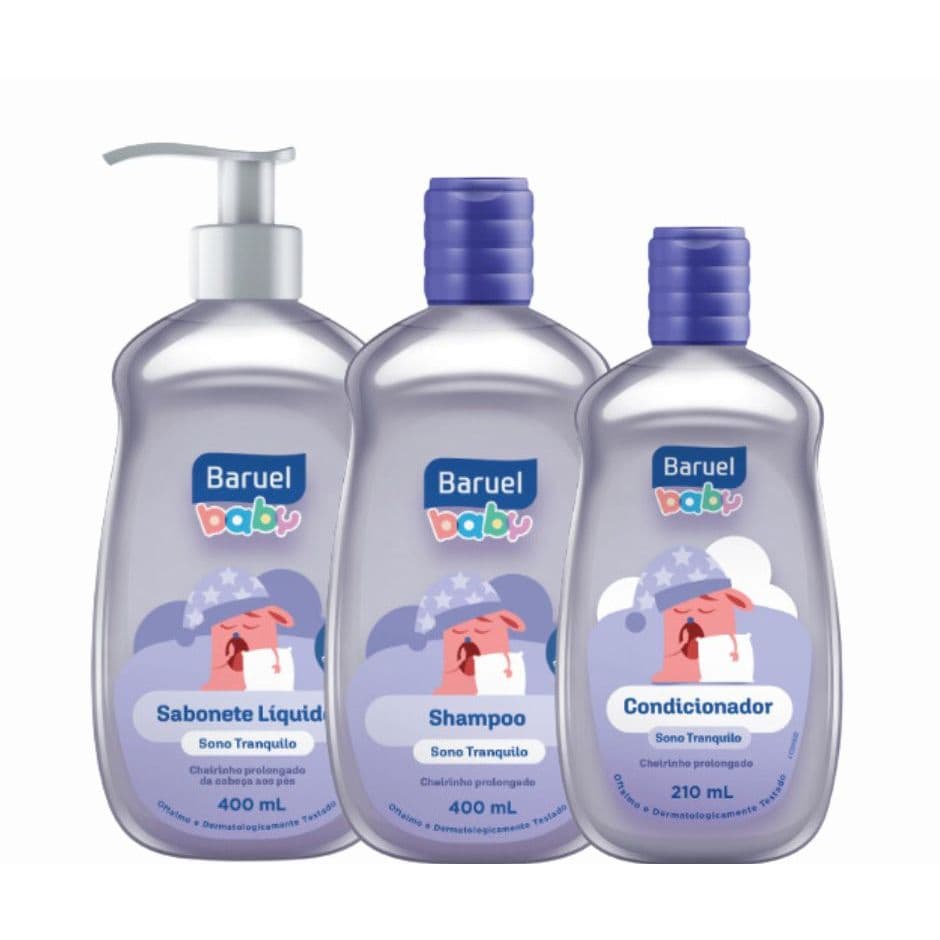 Kit Banho Sono Tranquilo Baruel Shampoo 400ml + condicionador 210ml + sabonete líquido 400ml