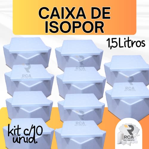 kit com 10 Caixas de Isopor EPS 1,5 litros para Sorvetes e Medicamentos