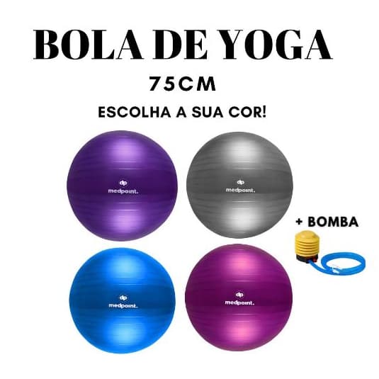 Bola de Yoga 75 cm Ioga Pilates Fisioterapia Exercicio Condicionamento Fisico - Escolha a sua cor!