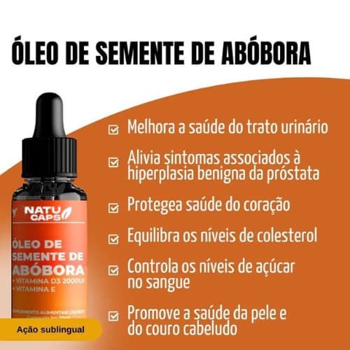 1 Un Óleo de Abóbora 30ml – Gotas Naturais – Vitalidade, Saúde e Imunidade – Original