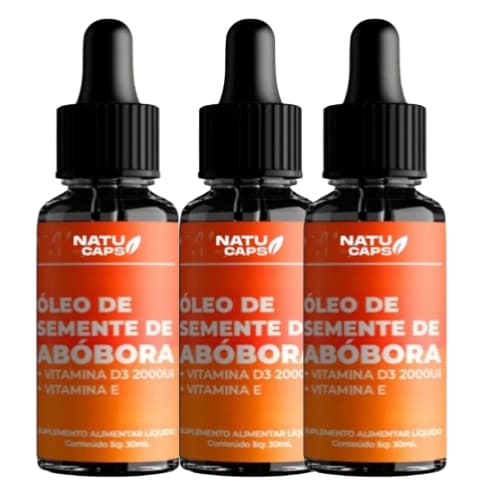 Kit 3 Un Óleo de Abóbora 90 ml – Gotas Naturais – Vitalidade, Saúde e Imunidade – Original