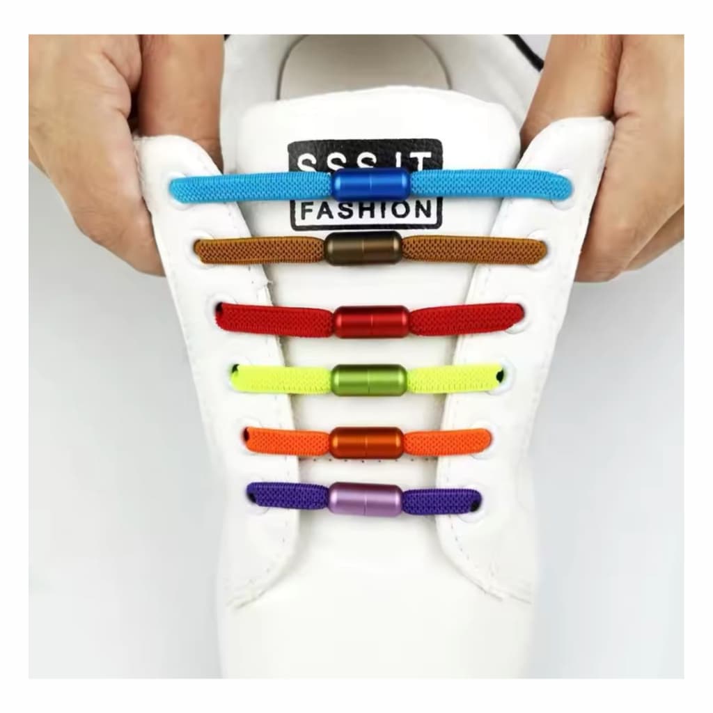 Cadarços Elásticos para Tênis Sem amarrar com fecho metal adultos e crianças várias cores