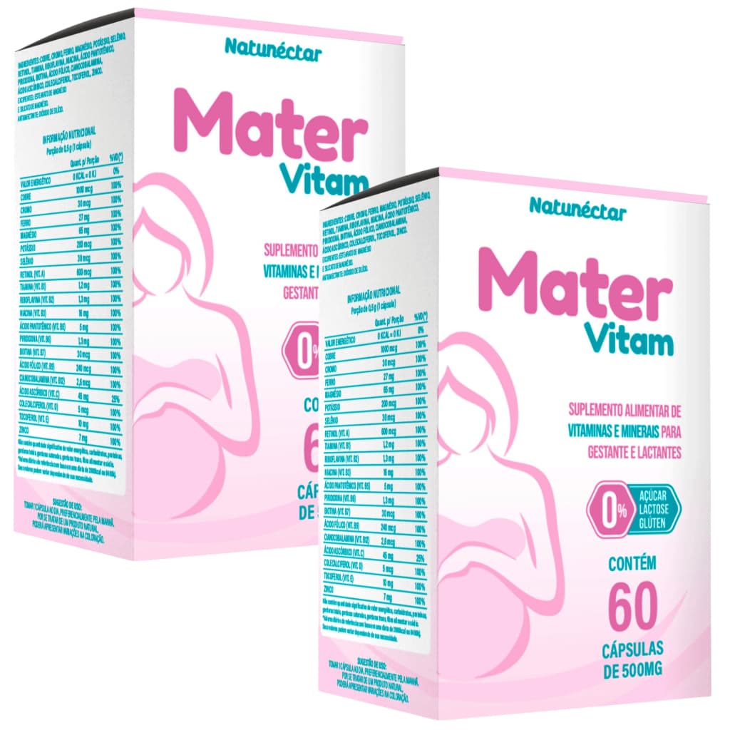 Kit Combo 2X Mater Vitam 120 cápsulas Vitamina Gestantes Mamães Lactantes