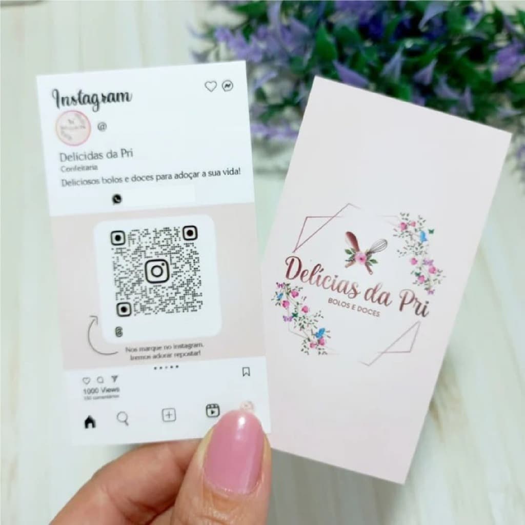 100 UN CARTÃO DE VISITA QR CODE, PAPEL FOTO 230G