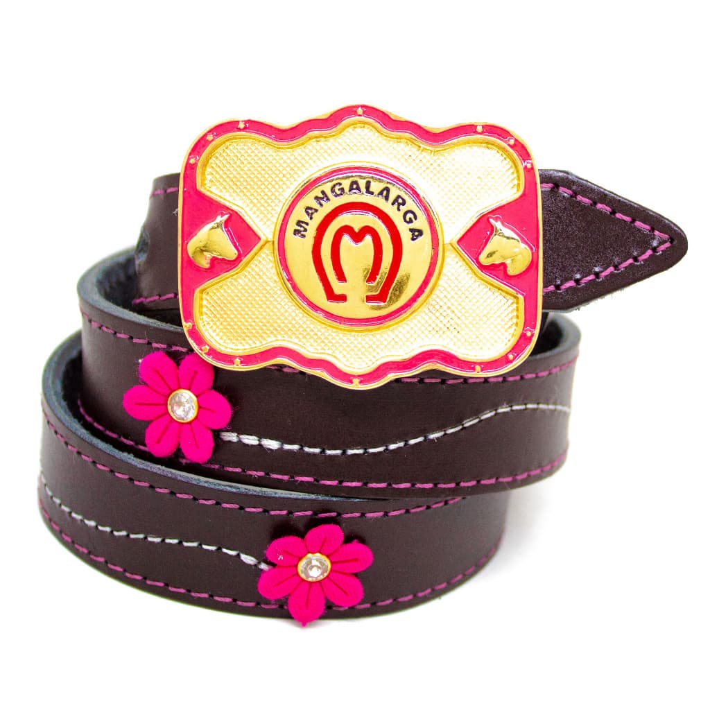 Cinto Infantil Country C/ Detalhes De Flor + Fivela Mangalarga Cowgirl