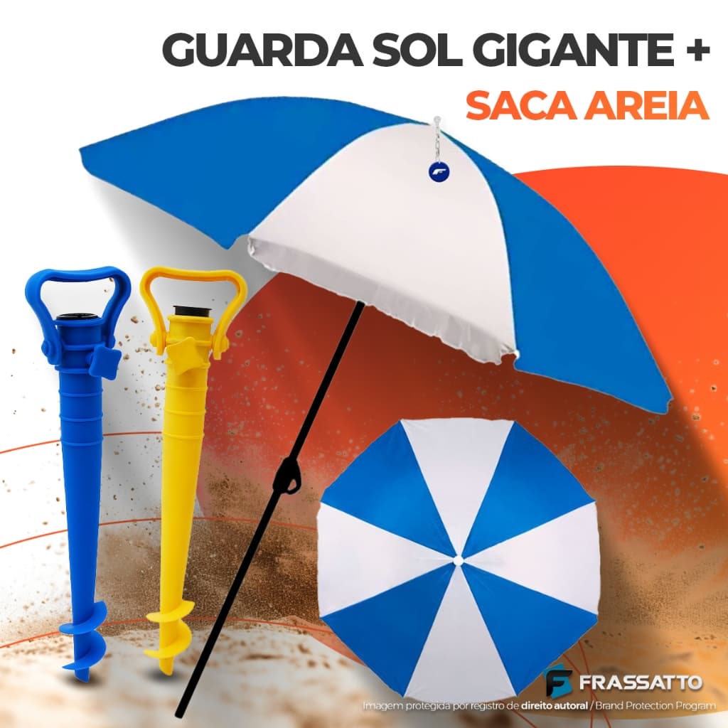 Guarda-sol Grande Gigante Para Barraca Praia E Piscina e Saca Areia com Suporte