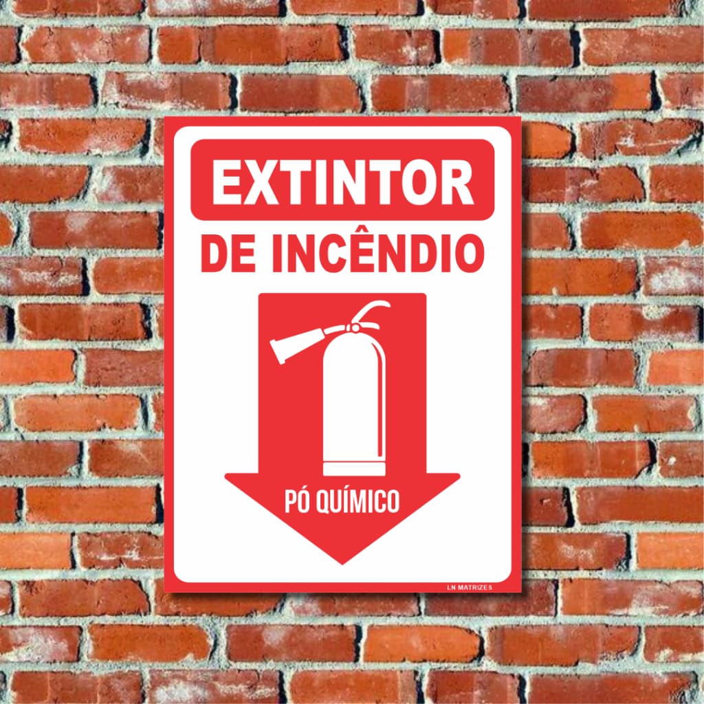 Placa Indicativa de Extintor de Incêndio com Carga de Pó Químico 15X20