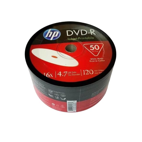 50 DVD-R PRINTABLE HP 4.7GB 120MINUTOS 16X