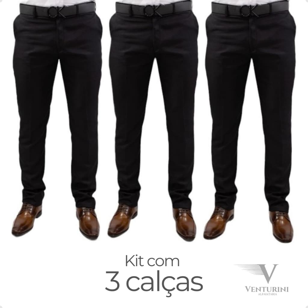 Kit 3 Calças Social Masculina Alfaiataria Slim Oxford - PROMOÇÃO
