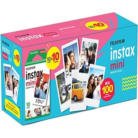 Kit 100 Filmes instax mini Fujifilm borda branca