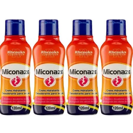 Kit 4 Creme Hidratante Miconaze Para Os Pés Anti Micose Rachadura Frieira E Chulé 120ml