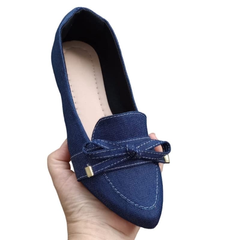 Mocassim Feminino azul jeans 34 ao 40 conforto resistente, Sapatilha Feminina solado antiderrapante