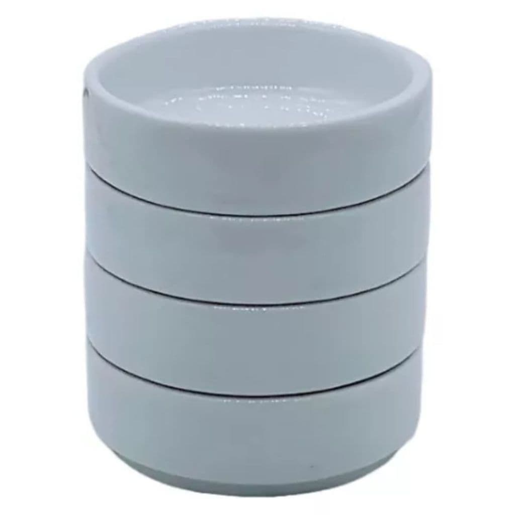 Kit 4 Porta Pate Porcelana Redondo Mini Simples Molheira Manteigueira