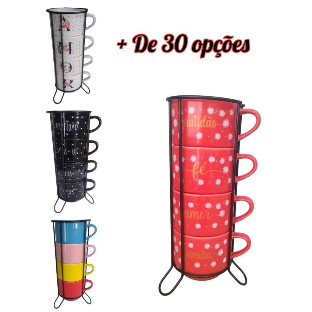 Kit Jogo Xicaras canecas Porcelana Café Chá presente