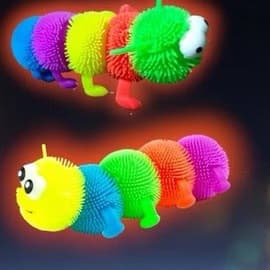 Brinquedo Infantil Centopéia Lagarta com Luz De Apertar E Esticar Colorida