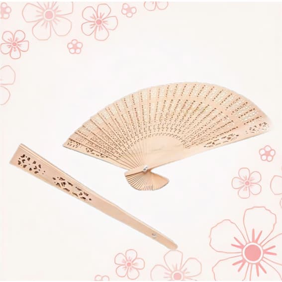 Leque de Madeira Oriental Sortidos / Todo de Madeira Bordado