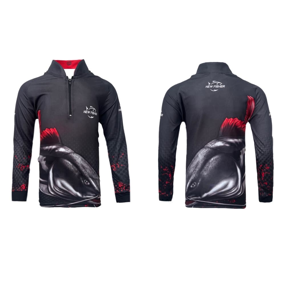 Camisa Camiseta de Pesca Infantil Pirarara Gola Zíper Proteção Solar UV New Fisher NF30I