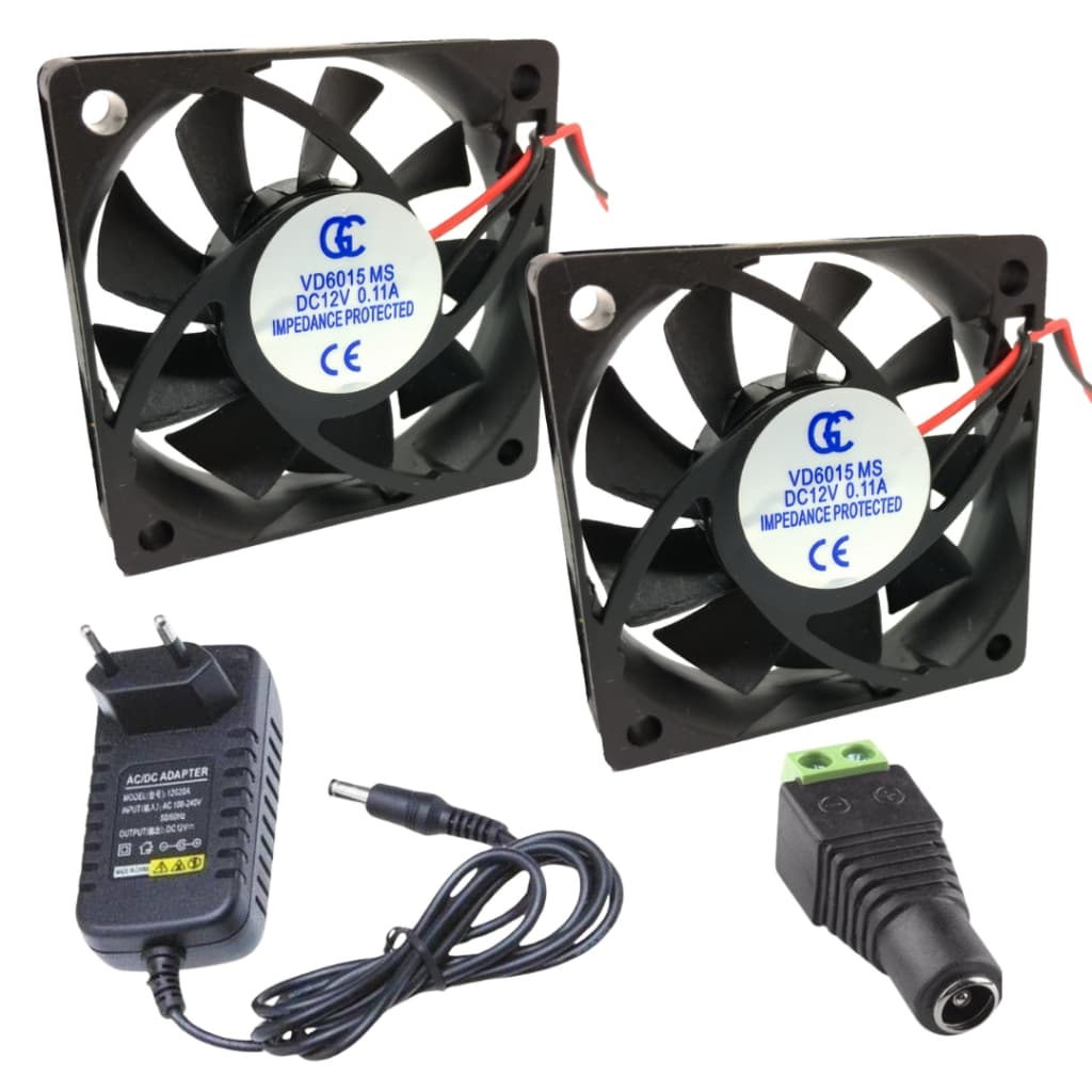Kit C/ 2 Micro Ventilador Ventoinha Cooler 60x60x15 C/ Fonte Bivolt
