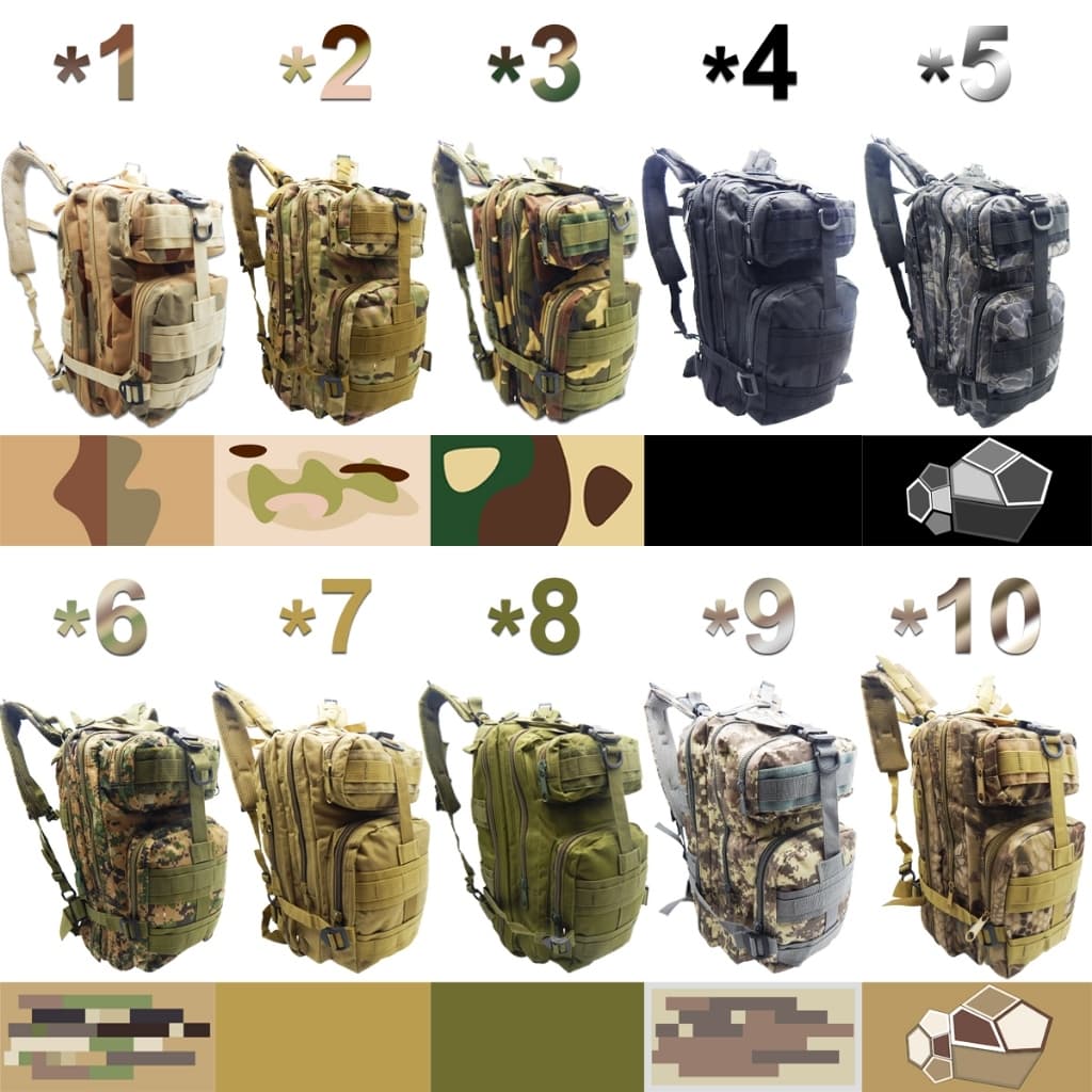 Mochila Militar Tática Camping Resistente à Água ~ Acolchoada ~ Camuflada, Durabilidade | *ESCOLHER A VARIAÇÃO* - SQ6166