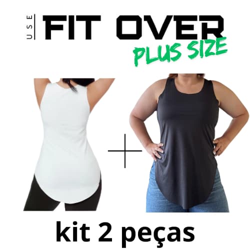 Kit 2 camisetas fitness PLUS SIZE - básica - tapa bumbum - academia - crossfit - fit over