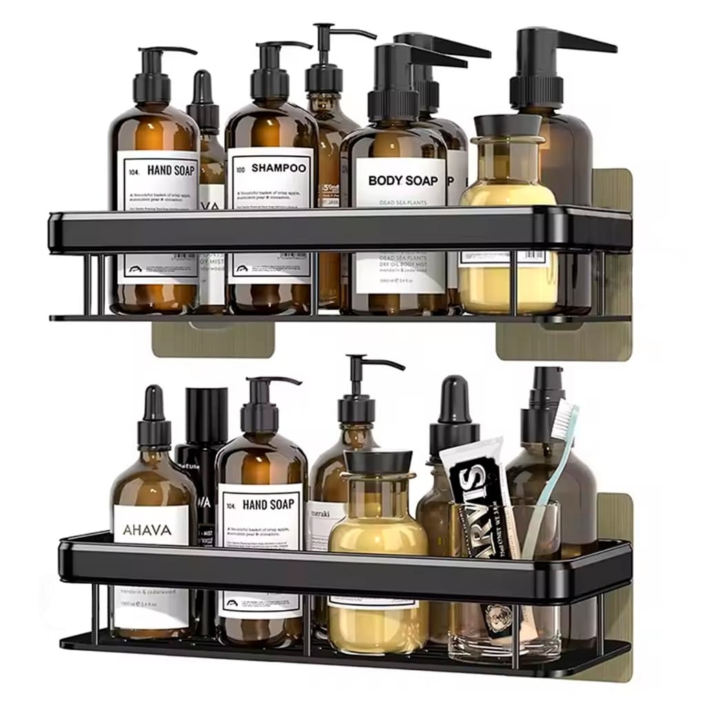 Suporte Porta Shampoo Prateleira Para Banheiro Organizador com Adesivo de Parede e Box Sem Furos