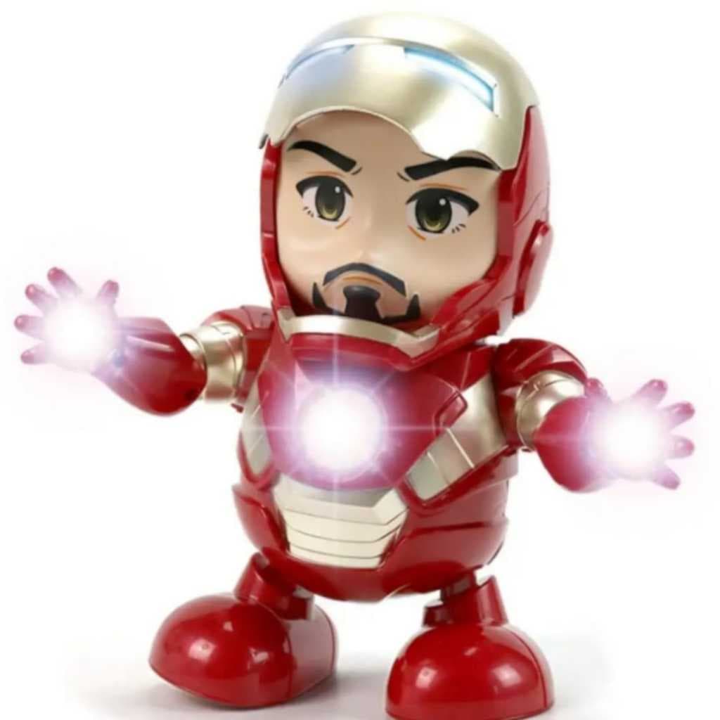 Brinquedo Robô Homem de Ferro, Dança, Toca Música e tem Luz Led "serve de Luz Noturna"