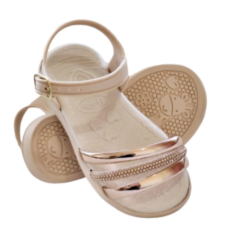SANDÁLIA INFANTIL BEBÊ DOURADO ROSE GOLD DO 18 AO 24