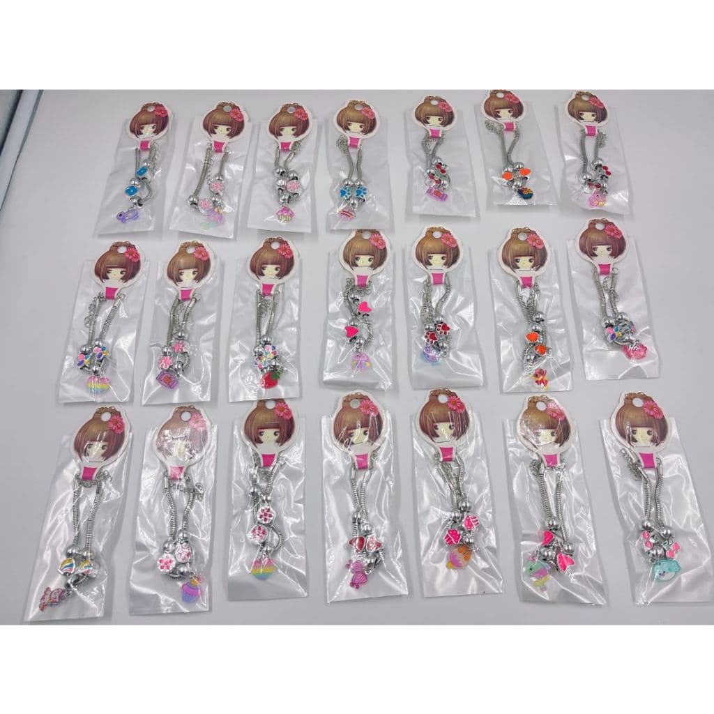 kit 12 Pulseira infantil / adulto com Pingente boneca/fruta/animal tipo pandora