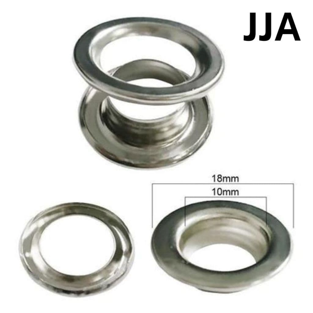 Ilhós Nº 0 com Arruela (Ferro) Niquelado – Toldos, Lonas, Banners – 500 Ilhoses + 500 Arruelas – JJA Metais